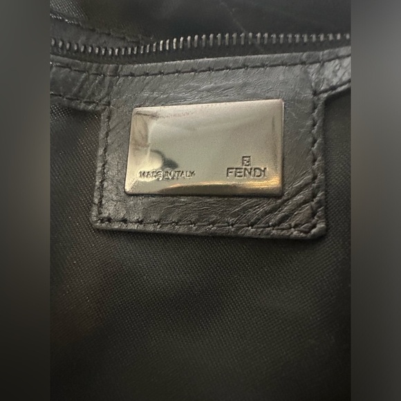 Fendi Zucchino Baguette Shoulder Bag Black Canvas Snap Close Front - Picture 12 of 13